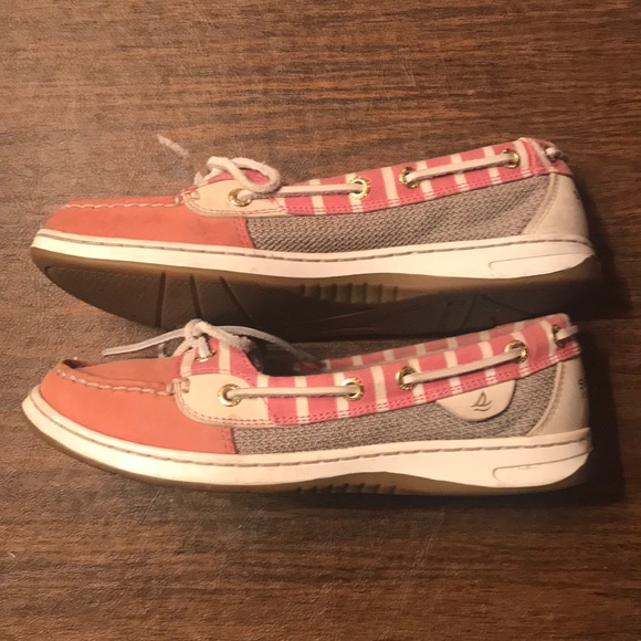 SPERRY TWO EYE TOPSIDERS PINK TAN BOAT SHOES LOAFERS size 7 - Picture 2 of 7
